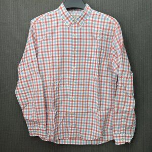 J.Crew Mens Size L Red/Blue Check Pattern Lightweight Long Sleeve Cotton Shirt